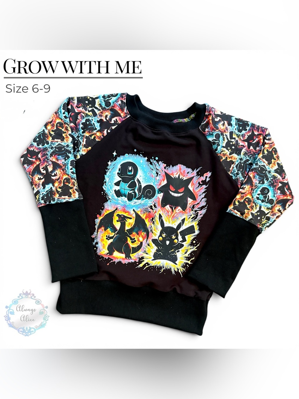 Grow with me-Pokemon- sweater, handmade, new